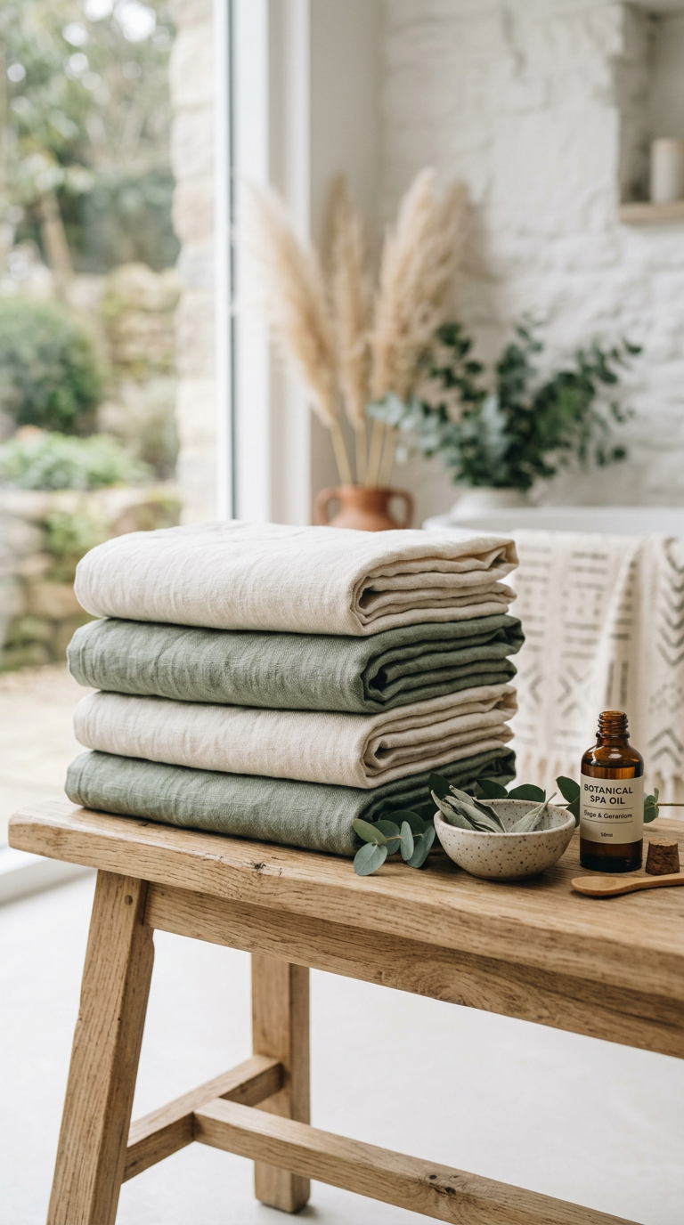 Stack of fresh folded linens